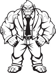 Dapper Orc Dynasty Formal Suit Logo Design Executive Orc Elegance Orc in Professional Attire Icon