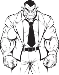 Corporate Command Full Body Suit Vector Emblem Suited Warrior King Corporate Suit Icon