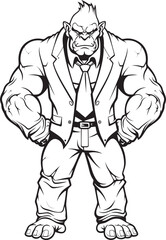 Orc Magnate Suited Warrior Logo Vector Corporate Conqueror Orc in Full Body Suit Icon Design
