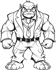 Executive Enforcer Orc in Formal Attire Emblem Suited Barbarian Orc in Tailored Suit Logo Vector