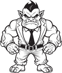 Business Beast Orc in Suit Emblem Orc Executive Full Body Suit Logo Vector