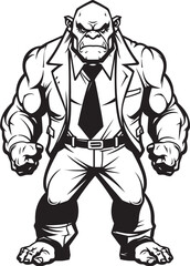 Formal Fighter Orc in Business Suit Emblem Orc Entrepreneur Professional Attire Logo Vector