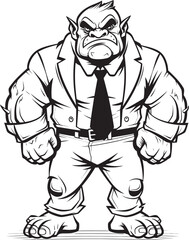 Executive Enforcer Orc in Suit Icon Design Orc Magnate Full Body Corporate Attire Emblem