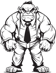Orc Magnate Full Body Corporate Attire Emblem Stylish Savage Orc in Tailored Suit Logo Vector