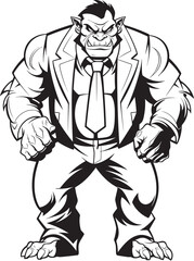 Business Warrior Corporate Attire Icon Design Executive Conqueror Orc in Professional Suit Emblem