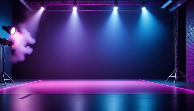 Dynamic Stage With Lights and Smoke