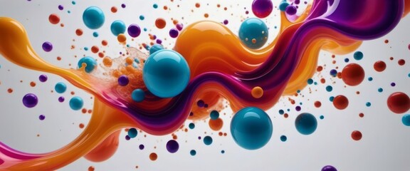 Vibrant Abstract Painting With Colorful Bubbles - obrazy, fototapety, plakaty