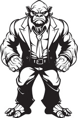 Business Beast Corporate Attire Icon Design Orc Executive Orc in Professional Suit Emblem