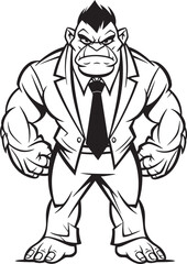 Suited Savage Orc in Professional Suit Emblem Dapper Orc Full Body Suit Logo Vector
