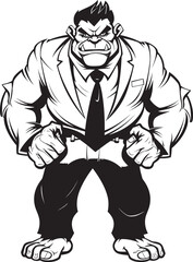 Orc Magnate Orc in Professional Suit Emblem Corporate Conqueror Full Body Suit Logo Vector