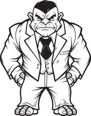 Stylish Savage Corporate Attire Icon Design Executive Orc Orc in Professional Suit Emblem