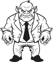 Executive Orc Orc in Professional Suit Emblem Business Warrior Full Body Suit Logo Vector