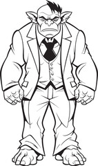 Suited Savage Corporate Attire Icon Design Dapper Orc Orc in Professional Suit Emblem