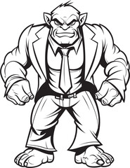 Stylish Orc CEO Corporate Attire Icon Design Executive Conqueror Orc in Professional Suit Emblem