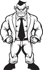 Orc Executive Orc in Professional Suit Emblem Suited Beast Full Body Suit Logo Vector