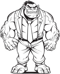 Fototapeta premium Stylish Warrior Corporate Attire Icon Design Orc Executive Orc in Professional Suit Emblem