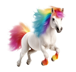 cute pretty pony in colorful rainbow color on isolated background