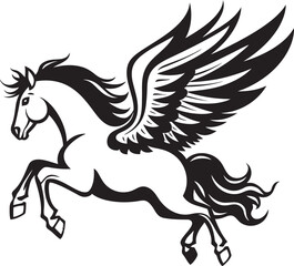 Celestial Canter Pegasus Emblem Icon Design Ethereal Equine Elegance Pegasus Horse Logo Vector