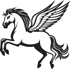 Airborne Beauty Pegasus Emblem Design Icon Celestial Soarer Pegasus Horse Logo Vector