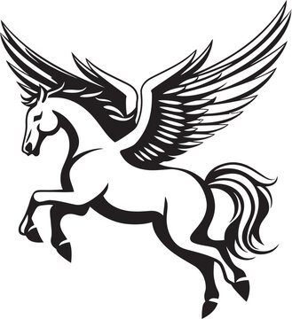 Heavenly Hooves Pegasus Emblem Icon Design Mythical Flight Pegasus Horse Logo Vector
