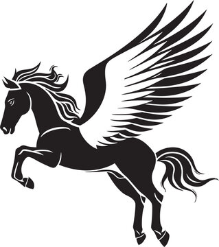 Mythical Flight Pegasus Horse Logo Vector Airborne Beauty Pegasus Emblem Design Icon