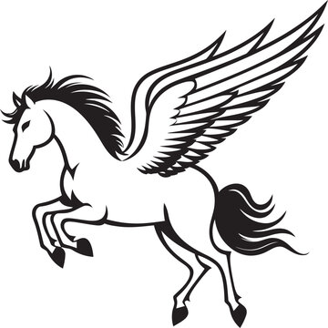 Celestial Soarer Pegasus Emblem Design Icon Ancient Aztec Emblem Pre Hispanic Icon Vector Design