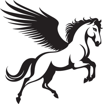 Skybound Spirit Pegasus Horse Icon Design Ethereal Equestrian Pegasus Logo Vector Emblem