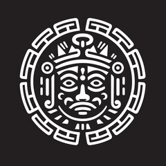 Naklejka na ściany i meble Aztec Iconography Mark Pre Hispanic Icon Design Emblem Inca Civilization Insignia Pre Hispanic Vector Logo Symbol