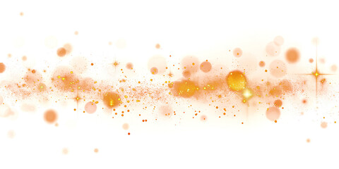 Abstract golden light bokeh background with shining particles and glow effect isolated on...
