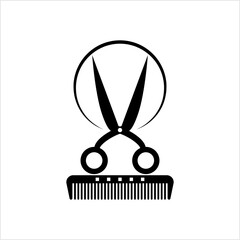Scissors And Comb Icon Design