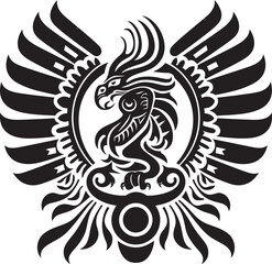 Aztec Deity Mark Quetzalcoatl Logo Design Icon Mythical Feathered Being Quetzalcoatl Symbol Vector Emblem