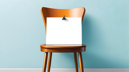blank sign on an empty chair hiring new job vacancy concept.