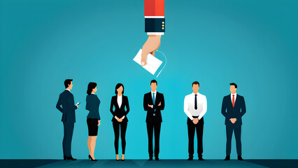 Obraz premium business team with leader. business team with concept. human resources concept choosing the perfect candidate for the job