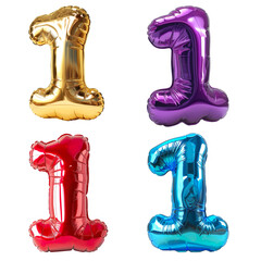4 Style of balloon font 3d rendering, number one, 1 isolated on white background.