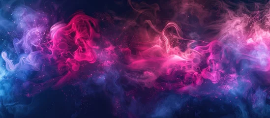 Fototapete The astronomical object resembles a cloud of gas in shades of purple, violet, and magenta, creating a beautiful and artistic display in the pink sky © AkuAku