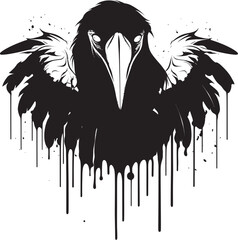 Fototapeta premium Raven Affection Iconic Heart Vector Logo Design Hearts Companion Perched Raven Vector Logo