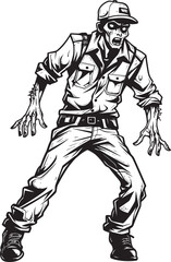 Fear Fashion Scary Zombie in Cargo Pants Vector Icon Dreadful Dressing Zombie in Cargo Pants Emblem Design