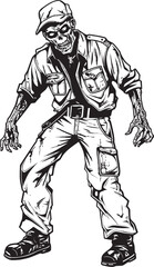 Cargo Catastrophe Vector Logo with Horrifying Zombie Apocalypse Apparel Spooky Zombie in Cargo Pants Emblem