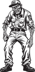 Undead Utility Scary Zombie in Cargo Pants Icon Design Cargo Carnage Vector Logo with Menacing Zombie