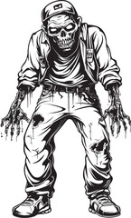 Cargo Carnage Vector Logo with Zombie in Pants Fearful Fabric Scary Zombie Emblem Design with Cargo Pants