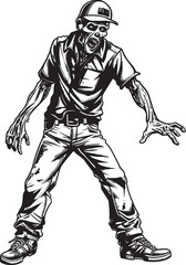 Dread Threads Vector Logo with Zombie in Cargo Pants Cargo Catastrophe Scary Zombie Icon with Cargo Pants