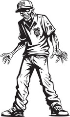 Tattered Threads Vector Logo with Fearful Zombie Cargo Chaos Scary Zombie Emblem Design with Cargo Pants