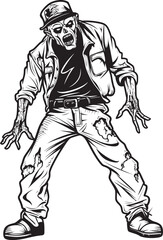 Horror Haul Cargo Pants Zombie Logo Design Haunting Apparel Zombie in Cargo Pants Vector Icon