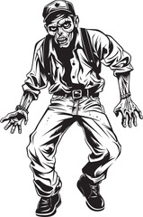 Cargo Creep Vector Logo with Terrifying Zombie Undead Uniform Scary Zombie Icon Design with Cargo Pants