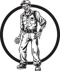 Undead Uniform Vector Logo with Cargo Couture Zombie Cargo Catastrophe Scary Zombie Icon Design with Fearful Fabric