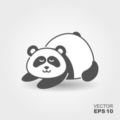 Cute panda. Simple flat icon with shadow - 778730664