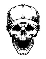 Skull Dad Life | Dead Man | Dad Skull | Human Skeleton Head | Skeleton Dad with Cap | Dead Life | #Dadlife | Gothic | Original Illustration | Vector and Clipart | Cutfile and Stencil