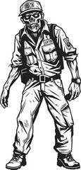 Fear Fashion Cargo Pants Zombie Vector Icon Haunting Threads Scary Zombie in Cargo Pants Logo
