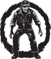 Tattered Terrors Scary Zombie in Cargo Pants Icon Stylish Scares Cargo Pants Zombie Vector Logo