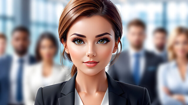 portrait of a smiling businesswoman blurred background 